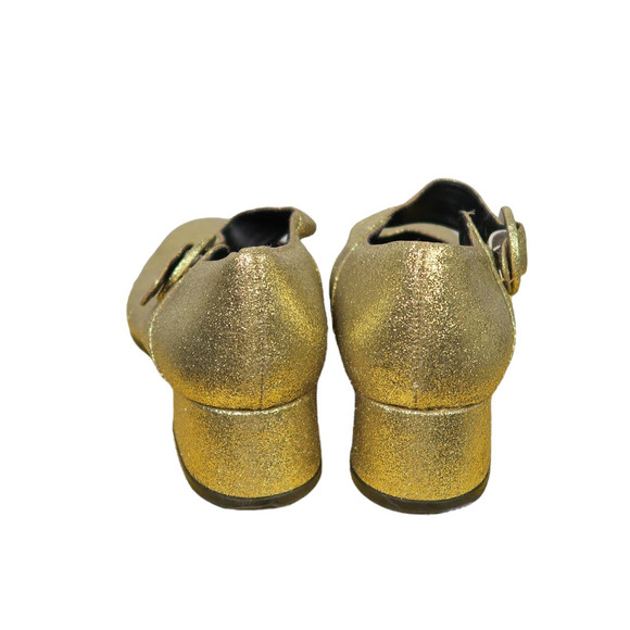 Vintage 90s Hush Puppies gold glitter mary-jane strap heeled shoes 5 - Picture 4 of 9